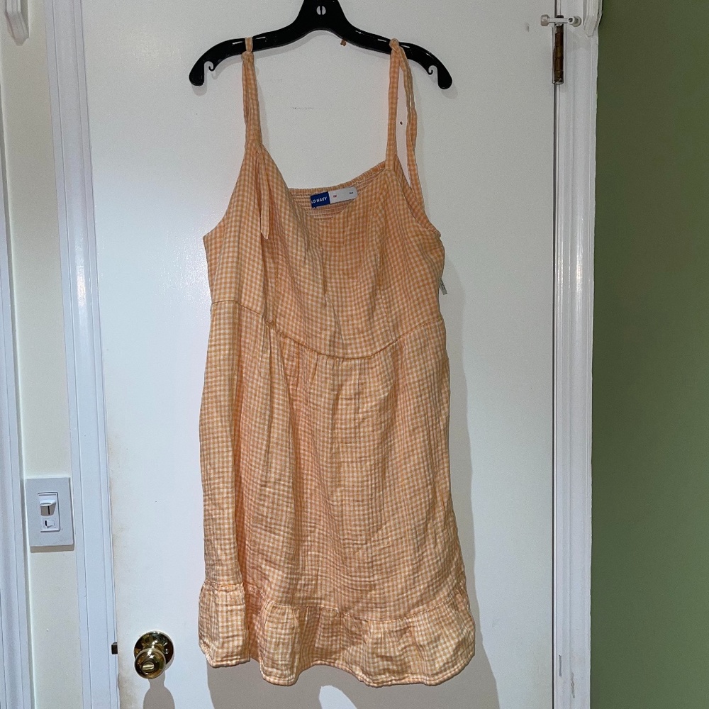 Old Navy Orange Gingham Cami Dress, Size 2X